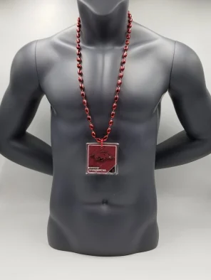 Arkansas Razorbacks Magnet Medallion On Red Bead