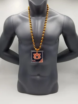 Auburn Tigers Magnet Medallion On Orange Bead