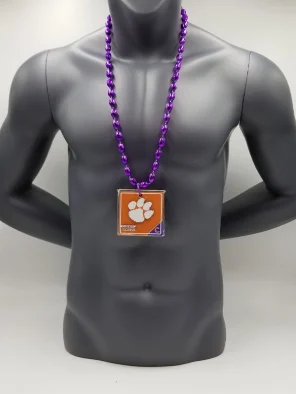 Clemson Tigers Magnet Medallion On Purple Bead