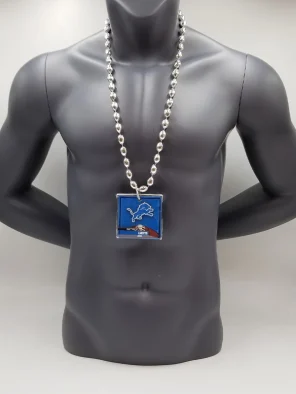 Detroit Lions Magnet Medallion On Silver Bead