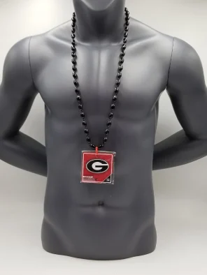 Georgia Bulldogs Magnet Medallion On Black Bead