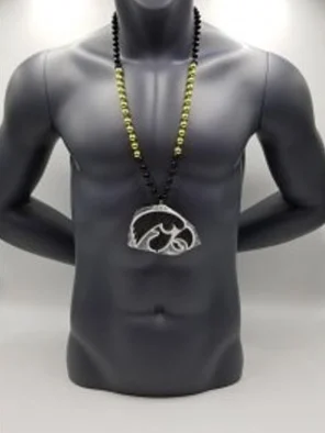 Iowa Hawkeyes Silver Medallion On Bead