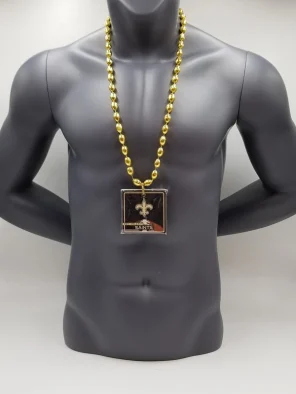 New Orleans Saints Magnet Medallion On Gold Bead