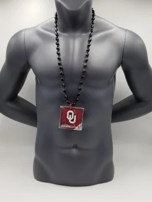 Oklahoma Sooners Magnet Medallion On Black Bead