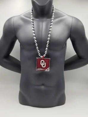 Oklahoma Sooners Magnet Medallion On Silver Bead