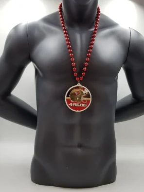 San Francisco 49ers Helmet Medallion On Red Bead