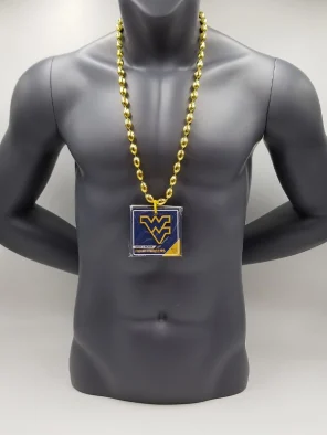 West Virginia Mountaineers Magnet Medallion On Gold Bead