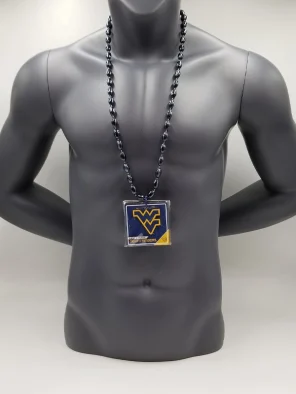 West Virginia Mountaineers Magnet Medallion On Navy Bead
